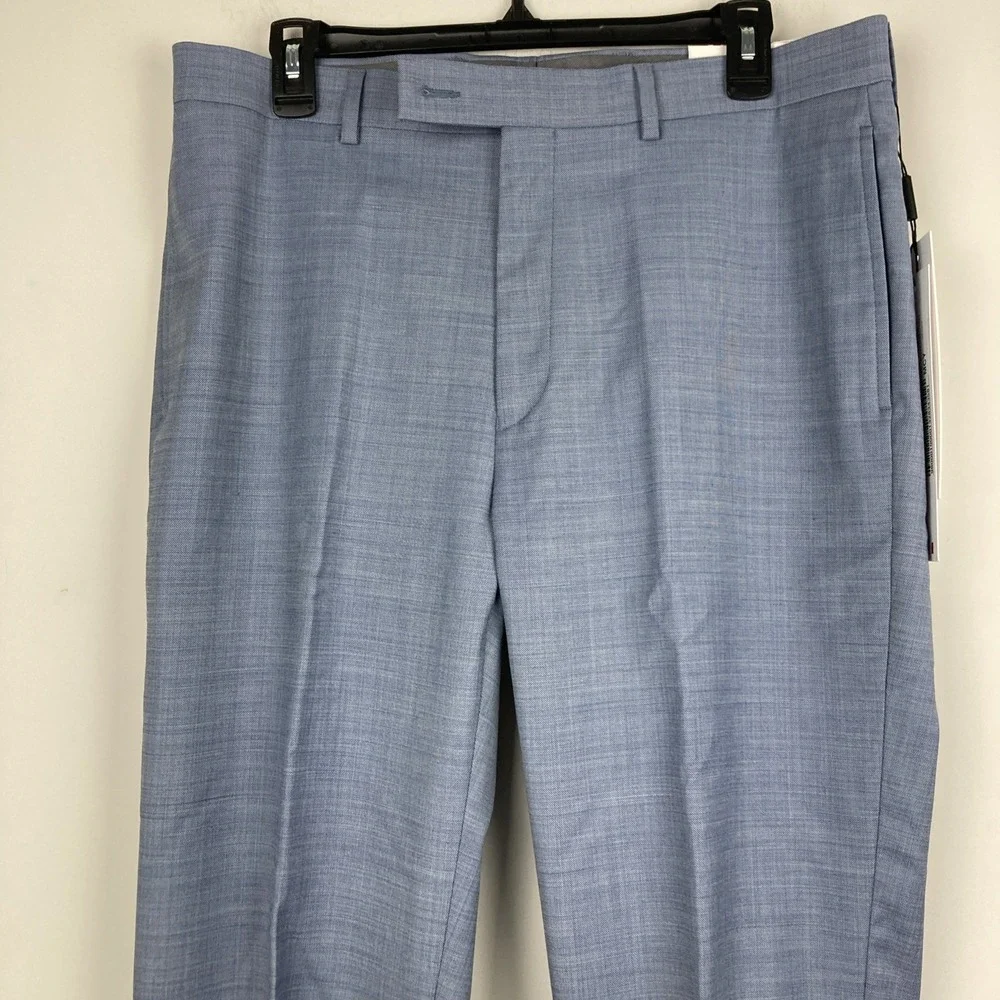 Calvin Klein Mens Slim fit Dress Pants 34W 34L‎ Light Blue Solid Stretch